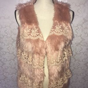 Pink & lace fur vest